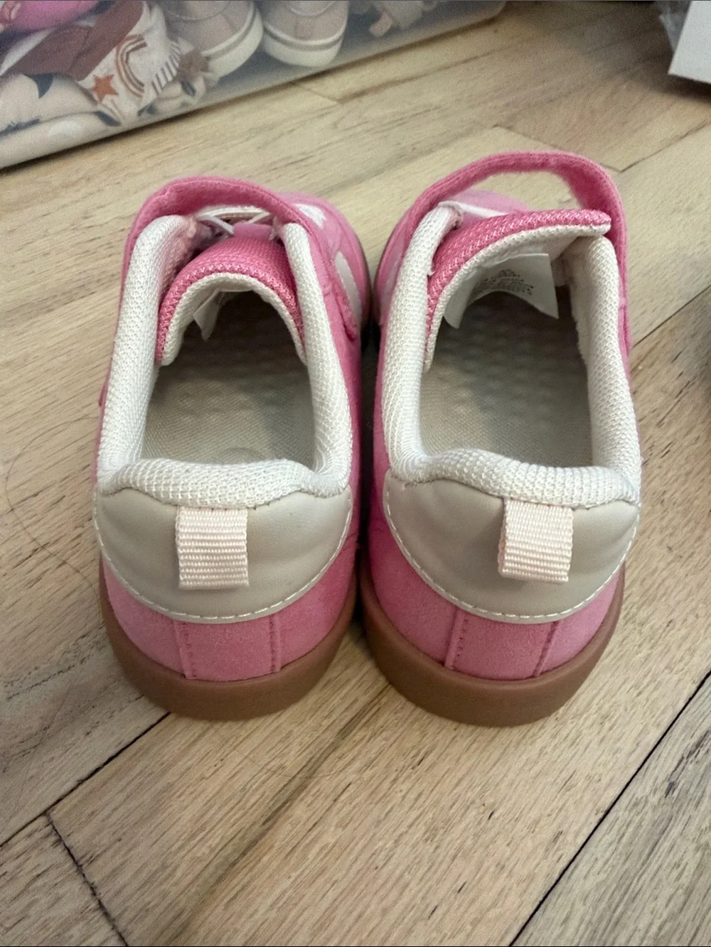 Kids Pink Velcro Athletic Sneakers